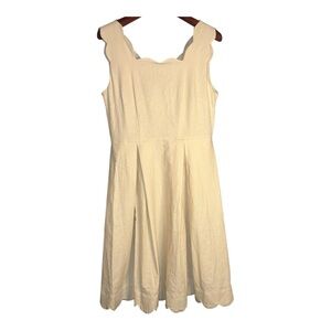 Sigrid Olsen Scallop Trim Dress Beige/Tan